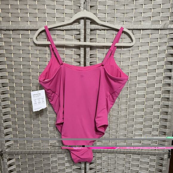 Athleta Scoop One Piece Swimsuit Women Size L Bright Pink NEW with Tag - Picture 3 of 12